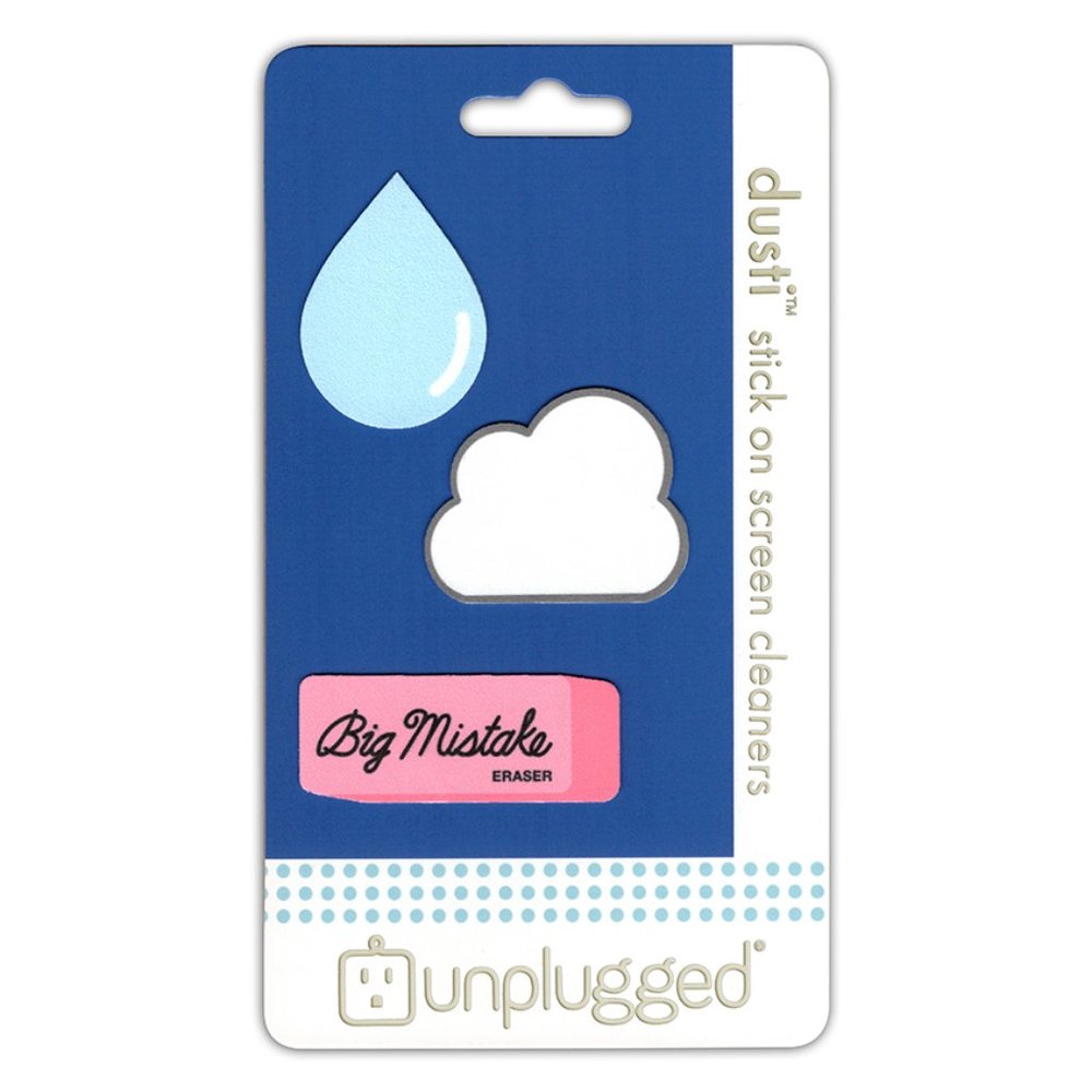 NWT UNPLUGGED Dusti Microfiber Stick on Adhesive Screen Cleaners | Set of 3